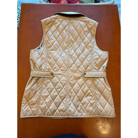 L.L Bean Riding Vest Quilted Tan Plaid Lining Small Regular - Picture 9 of 11